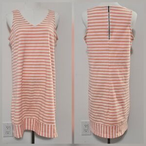 Old Navy Size M Cotton Polyester Orange White Striped Womens Tank Dress with